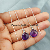Purple Amethyst Threader Earrings, February Birthstone Earrings, Gemstone Earrings